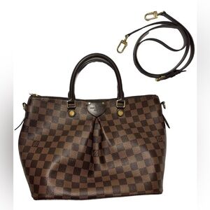 Authentic Louis Vuitton Damier Ebene Siena PM Crossbody Handle Bag